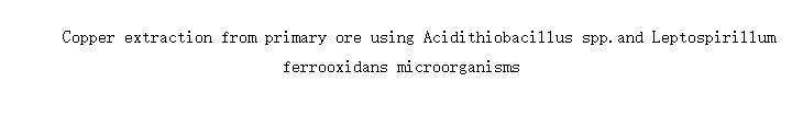 Copper extraction from primary ore using Acidithiobacillus spp.and Leptospirillum ferrooxidans microorganisms
