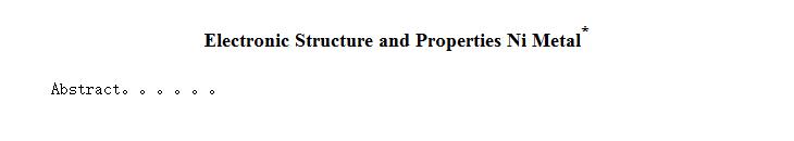 Electronic Structure and Properties Ni Metal