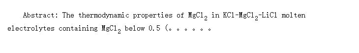 A Prediction of the Excess Partial Molar Free Energies of MgCl2 in the KCl-MgCl2-LiCl Molten Salt System Containing MgCl2 below 0.5 from Thermodynamic Properties of Binary Systems*