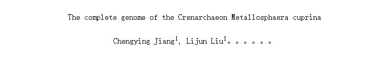 The complete genome of the Crenarchaeon Metallosphaera cuprina