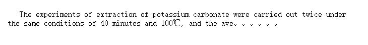 Results and discussion of extraction of potassium carbonate experiments