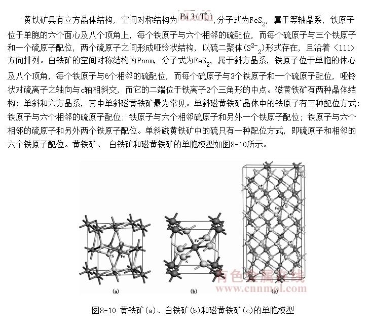 三种硫铁矿物晶体结构