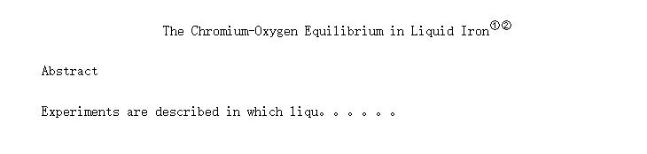 The Chromium-Oxygen Equilibrium in Liquid Iron<sup>٢</sup>