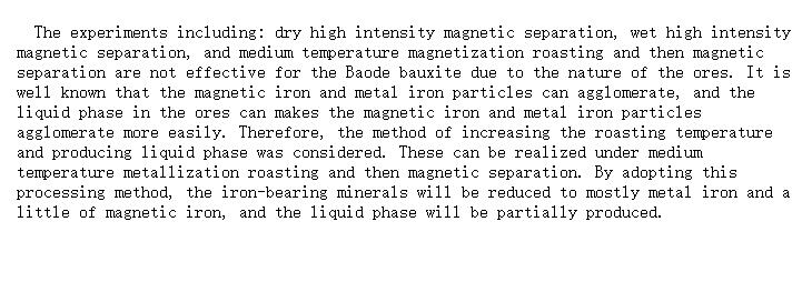 Medium temperature metallization roasting and then magnetic separation experiments