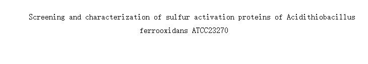 Screening and characterization of sulfur activation proteins of Acidithiobacillus ferrooxidans ATCC23270