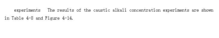 Results and discussion of the caustic alkali concentration