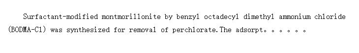 Conclusions of Surfactant-Modified Montmorillonite by Benzyl Octadecyl Dimethyl Ammonium Chloride for Removal of Perchlorate